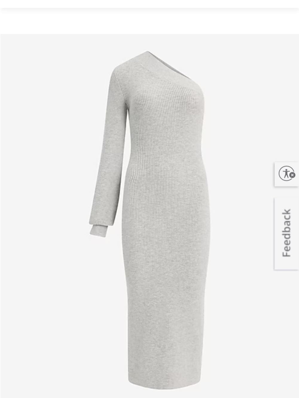 Express One-Shoulder Ribbed Knit Midi Dress - Light Gray